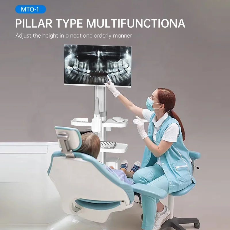 ABS Plastic The Best Price Medical Trolley With Monitors Mount Adjustable Computer Laptop Medical Dentals Cart