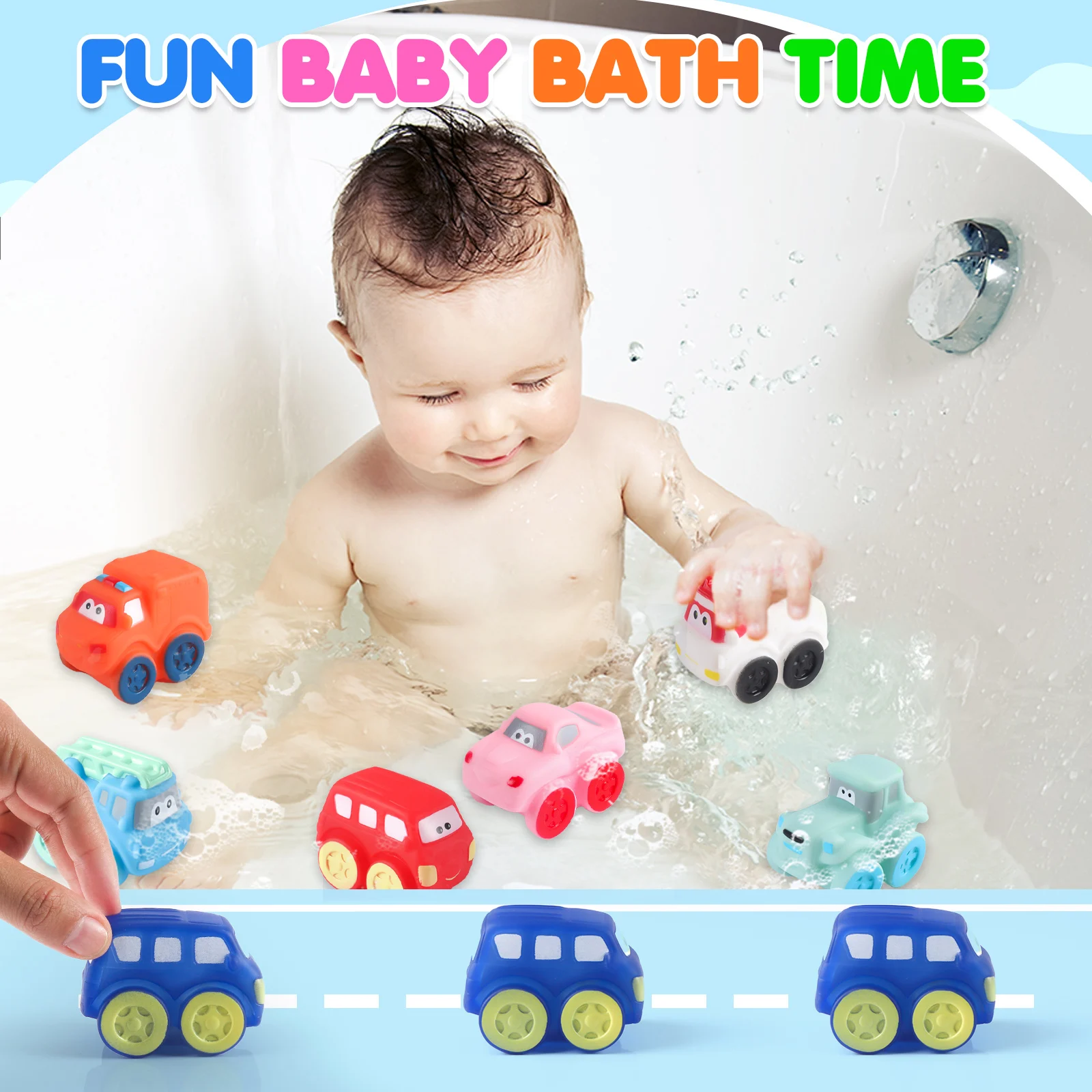 12Pcs Soft Rubber Car Toys, Bath Toys Vehicles for Baby Toddlers Boys and Girls Kids Baby Shower Stuffers Party Favors Gifts