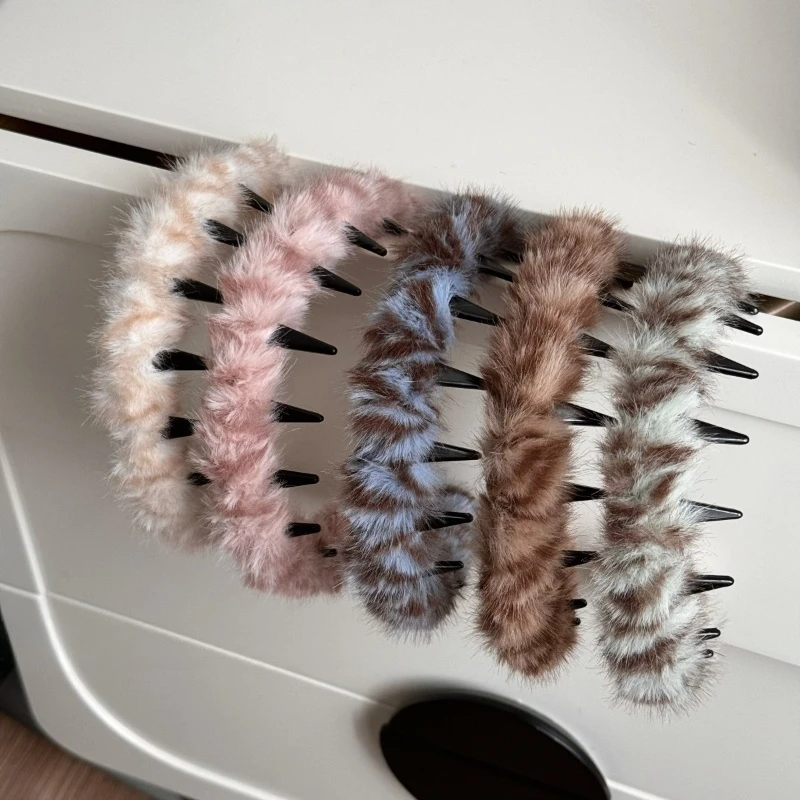 

Пушистая зубчатая волнистая повязка для волос для женской осенне-зимней повязки для мытья волос