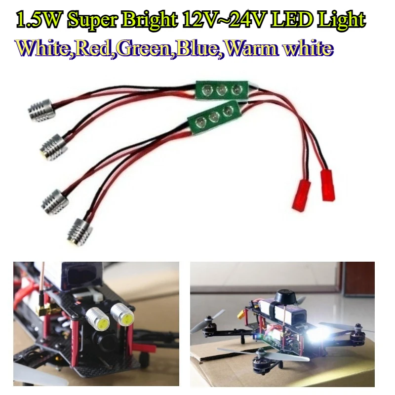 

1/3/5Pcs 1.5W Super Bright 12V~24V LED Light Signal Searchlight with JST Plug for RC Drone Quadcopter Fixed-wing Aircraft Part