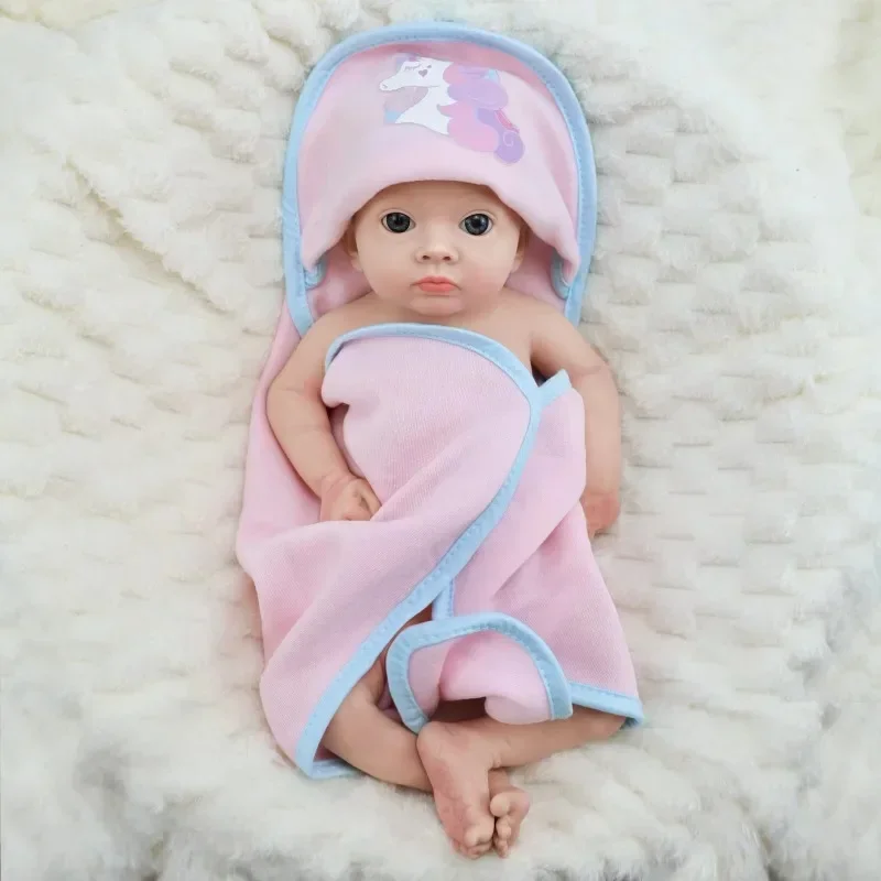 18 Inch Handmade Pure Platinum Painted Rebirth Doll Newborn Baby Girl Fashion Artist Series Soft Full Body Silicone Fine Doll