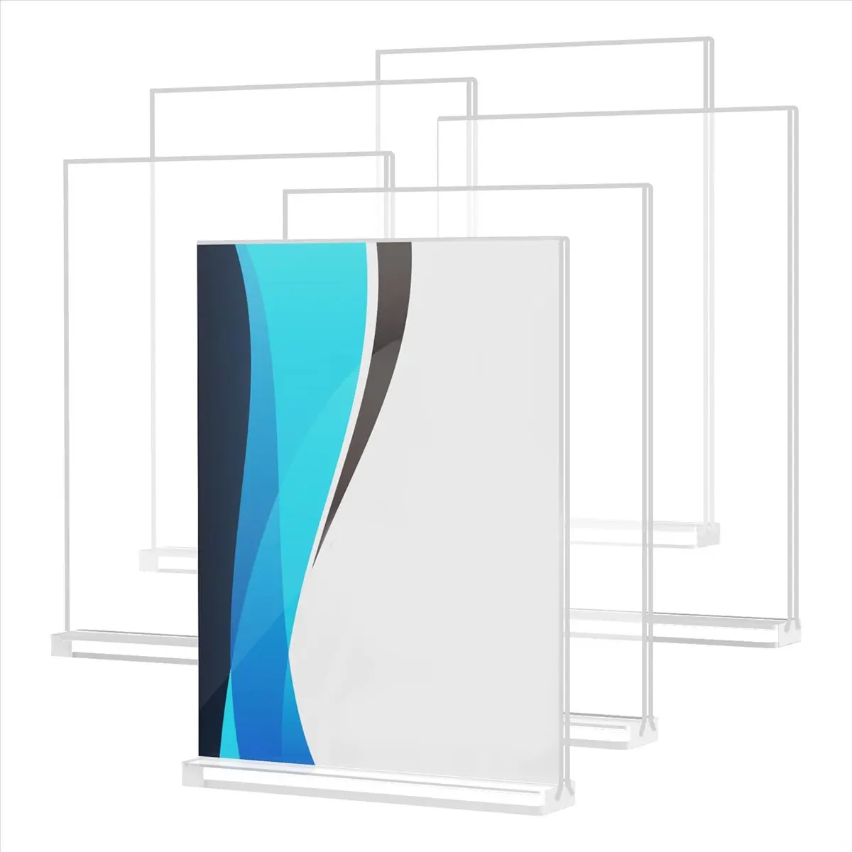 ABFW Acrylic Sign Holder 8.5 x 11, Sign Holder Clear Vertical 6 Pack, Menu Sign Holder Standing Paper Stand Display Stand