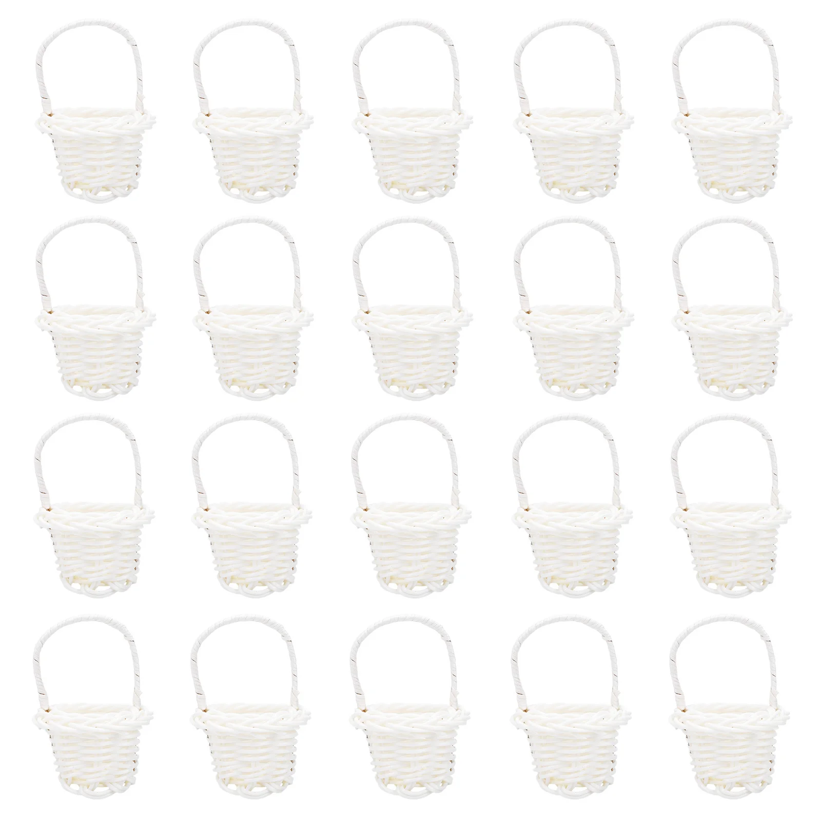 20Pcs Mini Handwoven Flower Basket Rustic Decor Plastic Micro Landscape Home Wedding Ornament Mini Flower Basket
