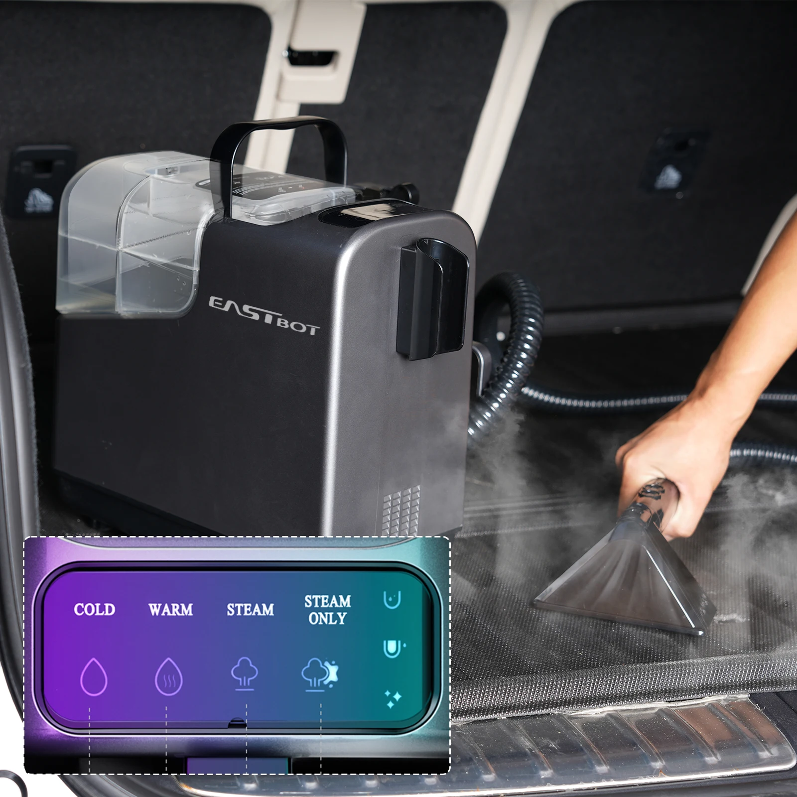 Electric Portable Robot Liquid Vacuum Solution Floor and Carpet Steam Cleaner Lite Weight Automatic on Wheels