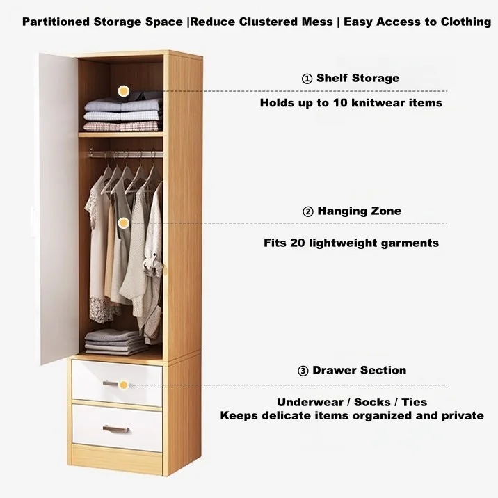 خزانة ملابس ذات أبواب مفصلية عالية الجودة على الطراز الحديث - تصميم فعال للمساحة لغرفة النوم #2
