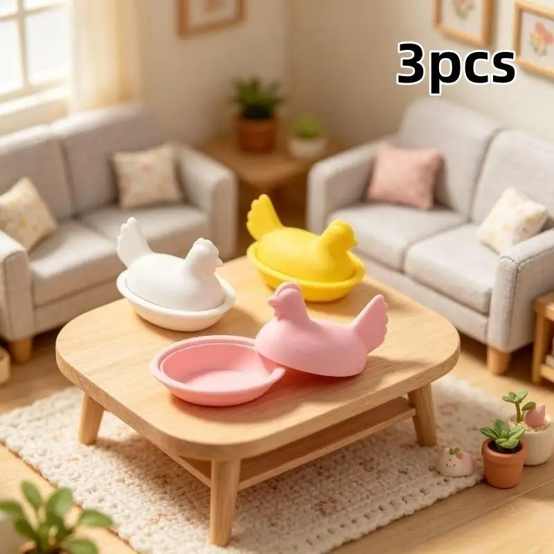 1/3Pcs Miniature Hen-Shaped Storage Bowl With Lid – Dollhouse Storage Ornament Decorative Candy For Kitchen