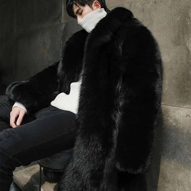Neue Winter männer Fuchs Pelzmantel Nerz Mantel Für Männliche Warm Halten Kleidung Koreanische Hübsche Flut Mode Business Casual Lange jacken