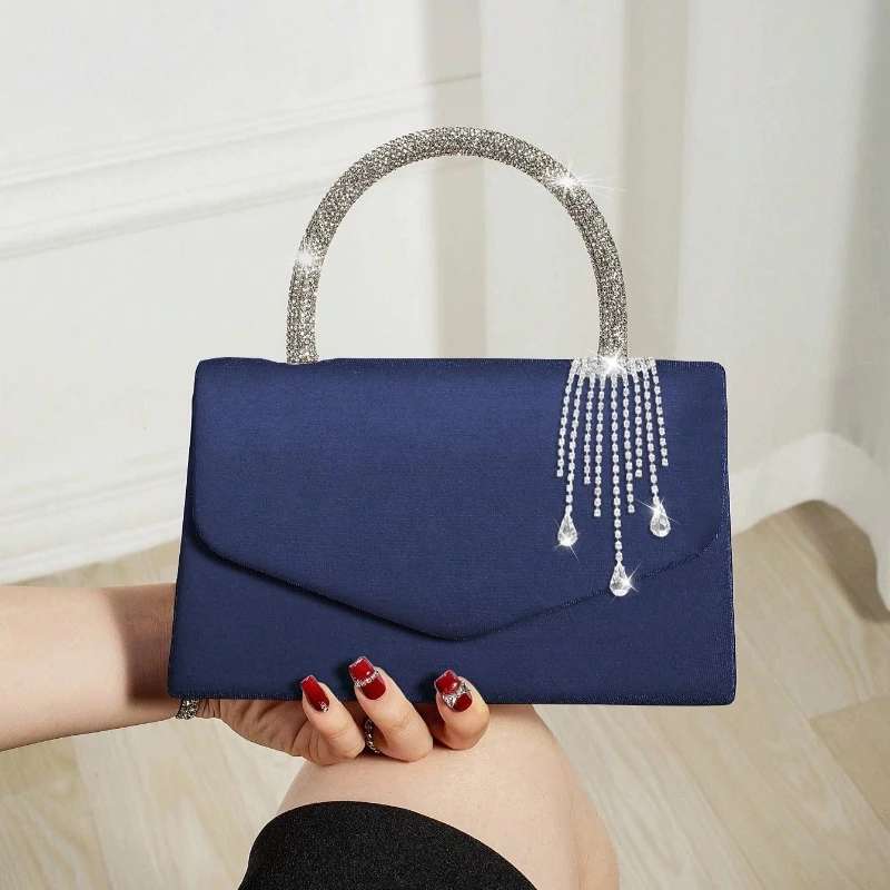 

Роскошные женские маленькие квадратные сумки с бриллиантовыми кисточками, вечерняя сумка, элегантная женская свадебная вечеринка Bolso Rosa Palo, темно-синий, бордовый