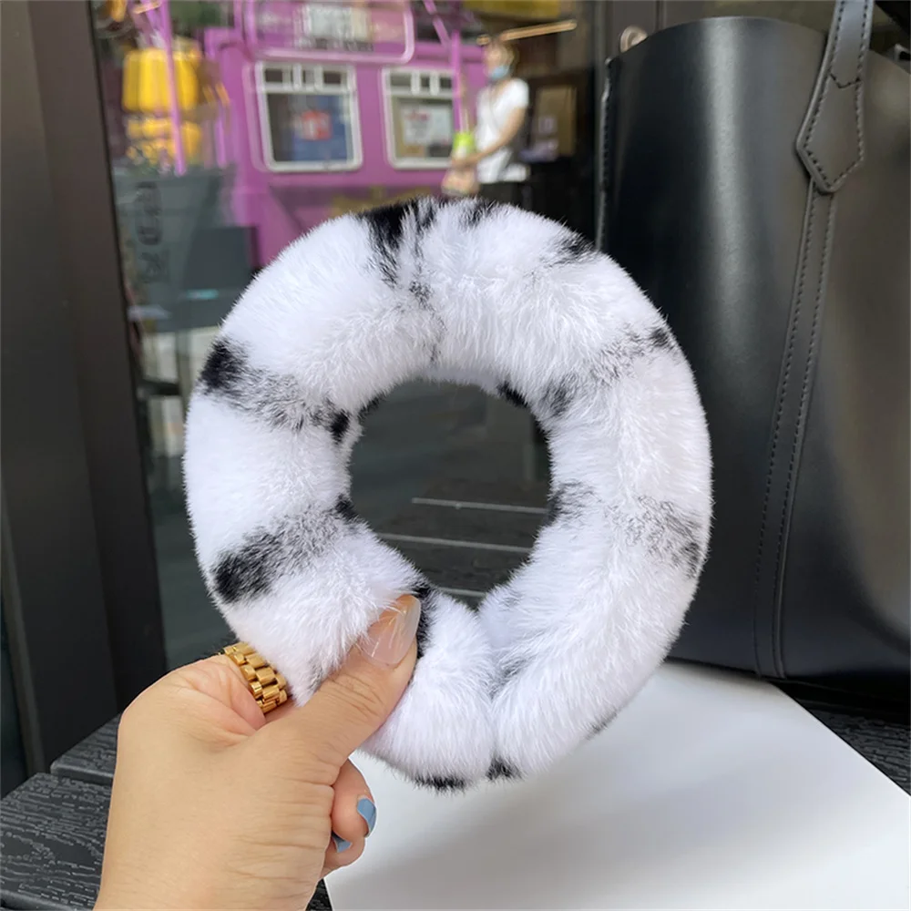 New Luxury Lady Hair Clips Winter Real Rabbit Fur Headband For Women Accessories Solid Head Wraps Warm Furry Hair Bands Gift