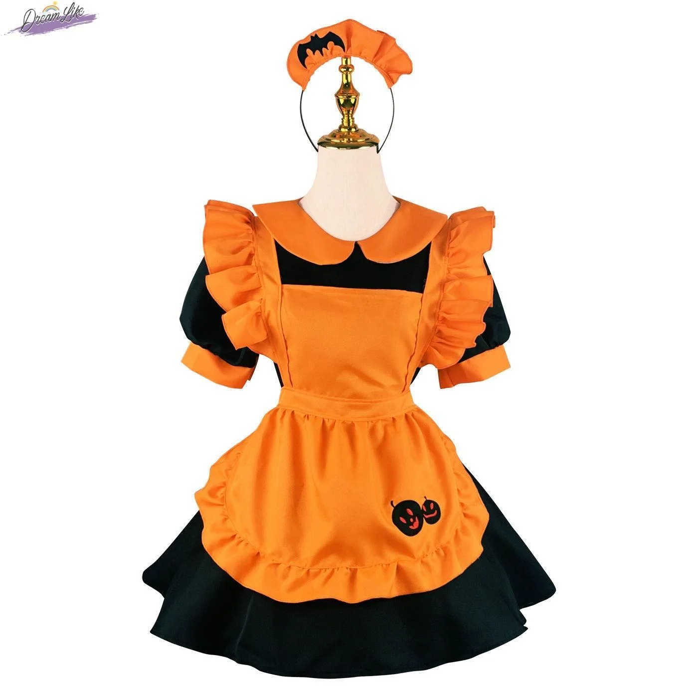 زي خادمة مطرز للهالوين، ملابس خادمة اليقطين الخفافيش الساحرة السحرية للسيدات، ملابس أداء المسرح التقليدية #5