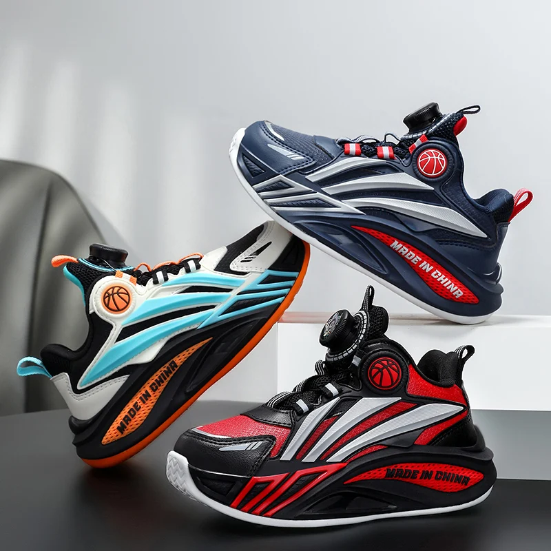 

Children‘s Basketball Shoes Boys Girls Non-slip Basketball Trainers Outdoor Quick-Lacing Sneakers Breathable Basketball Boots