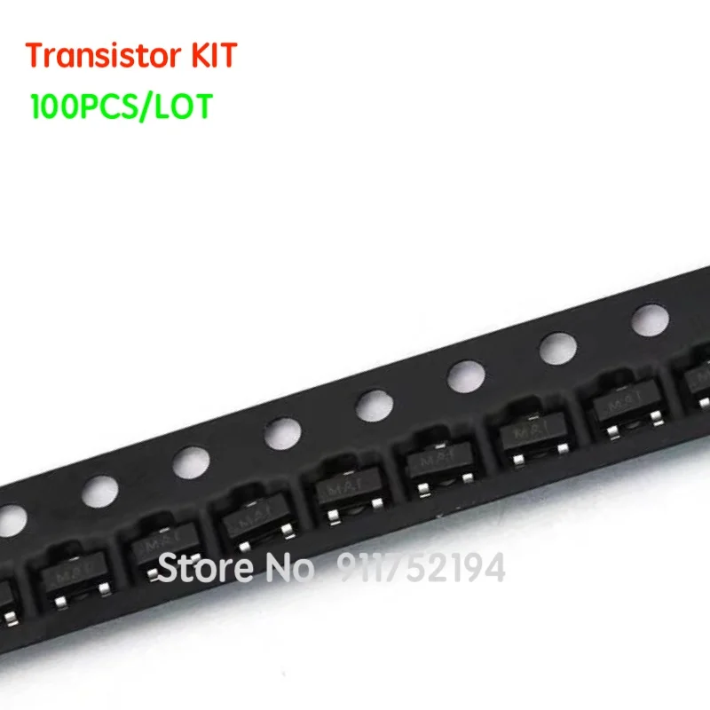 100PCS/LOT MMBT3904 MMBT3906  S9013 S9014 S9015 S9018  SS8050 SS8550 2N5551 2SC1815 SOT-23SMD transistor KIT10kindsX10pcs=100PCS