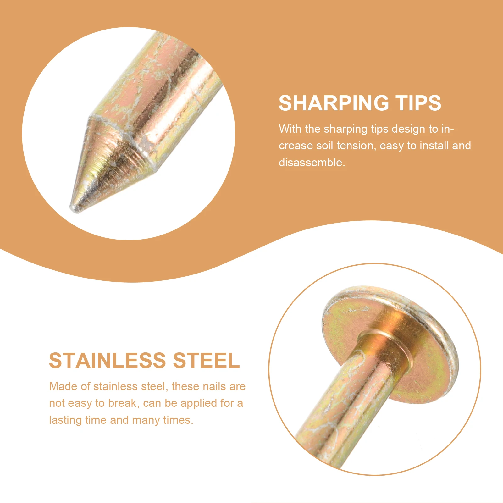 

10pcs Marker Stakes Stainless Steel Ground Nails For Garden Landscape Outdoor Fixing Lawn Pegs Border Stakes Camping Landscaping