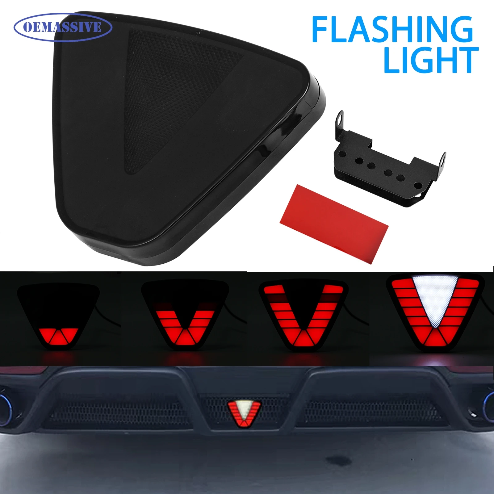 차량용 F1 스타일 브레이크 라이트, 쓰리드 브레이크, 방수 리어 테일 플래시 램프, 삼각형 자동 리어 브레이크 램프, 오토바이 ATV 트럭 SUV용