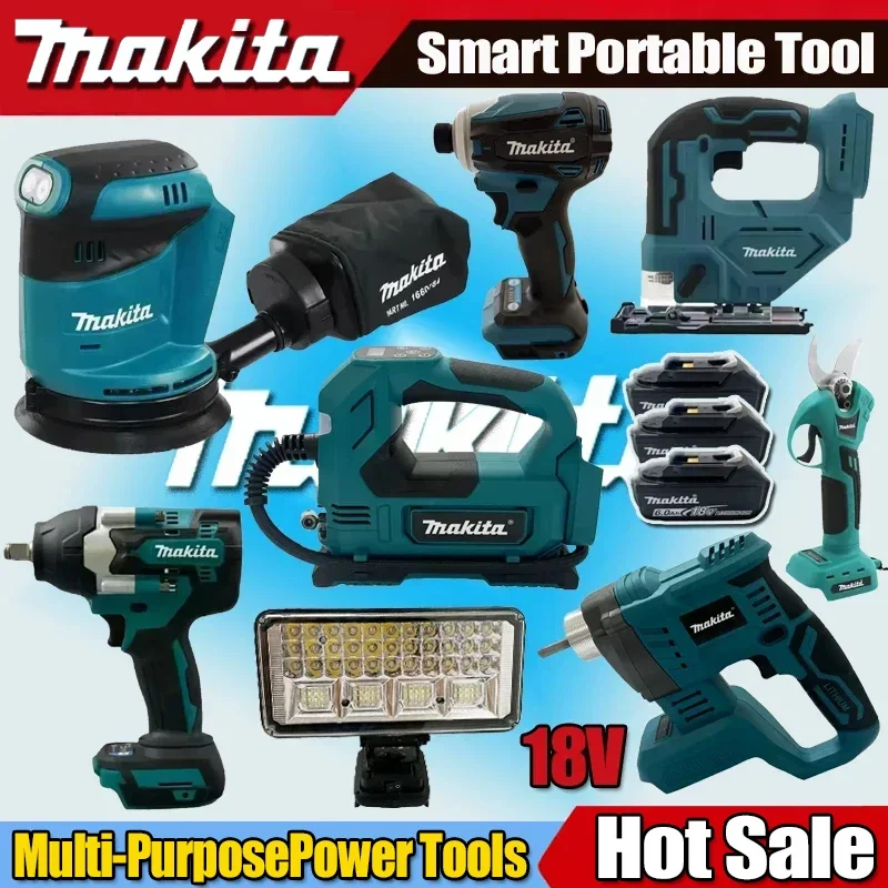 

Новый набор электроинструментов Makita: бесщеточная аккумуляторная ударная дрель-шуруповерт, угловая шлифмашина, электрическая циркулярная пила, работающие от аккумулятора 18В.