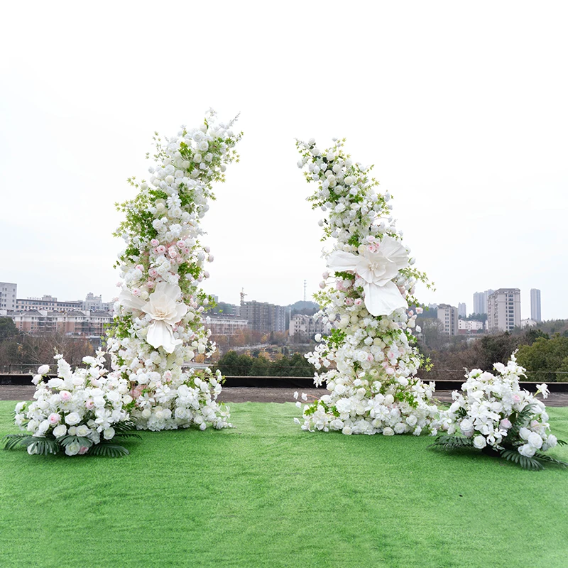 

Wedding Decoration White Wrought Iron Horn Arch Floral Arrangement, Large Outdoor Wedding Background Arrangement