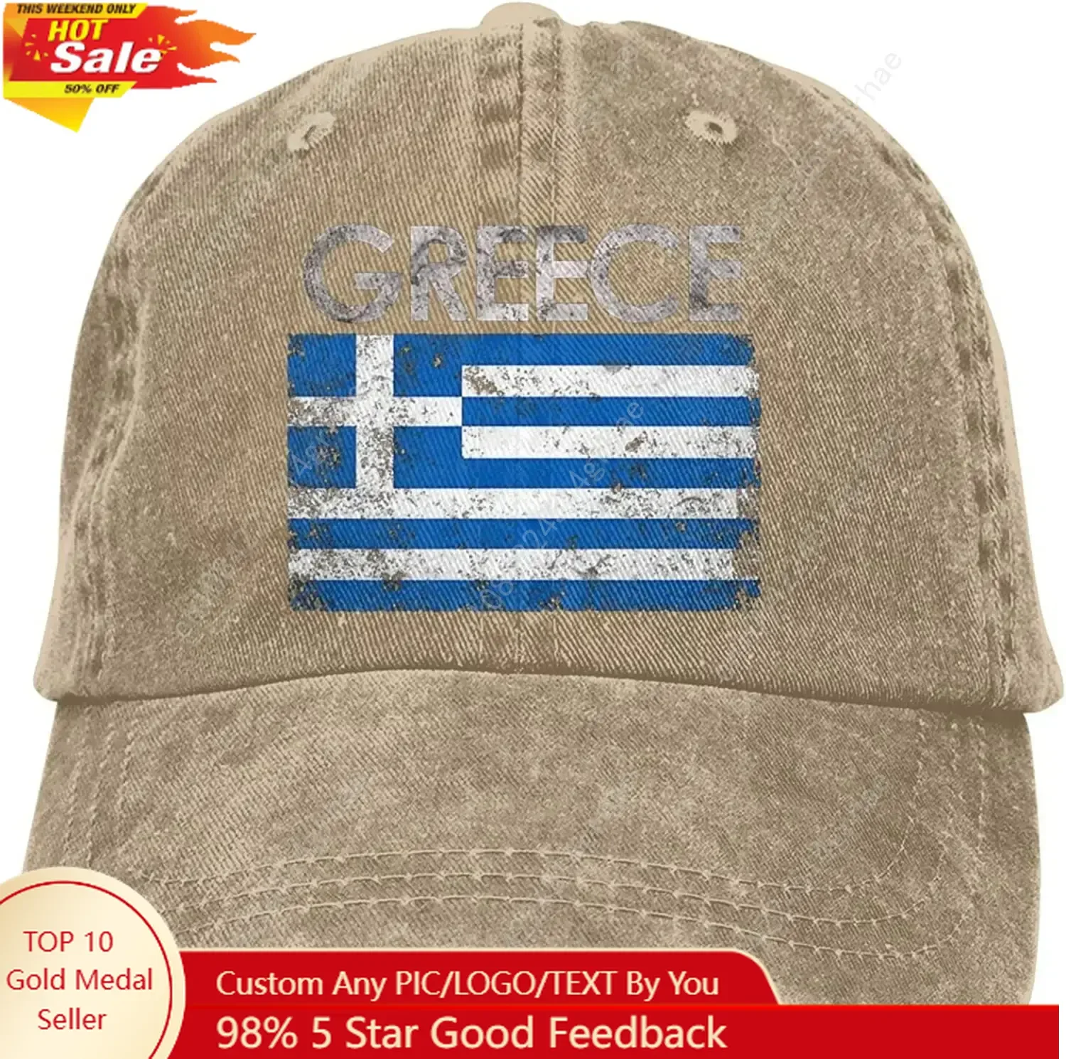 

Greek Flag of Greece Denim Hats for Mens Womens Baseball Caps Casquette Black Adult Unisex Four Seasons Casual Polyester