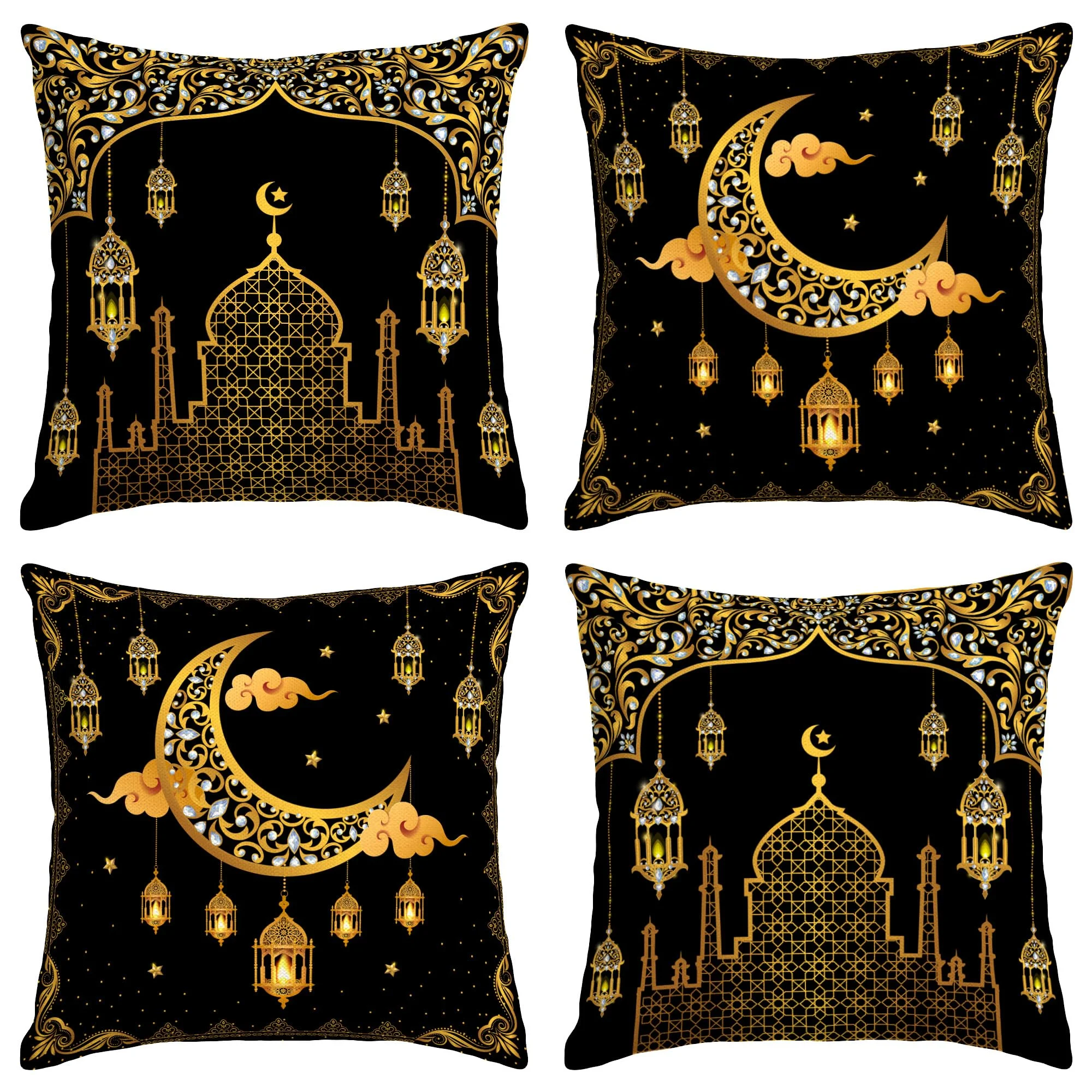 1/4pcs Ramadan Themed Cushion Covers With Mosque And Crescent Moon Designs Sofa cushion cover Islamic Muslim home decoration
