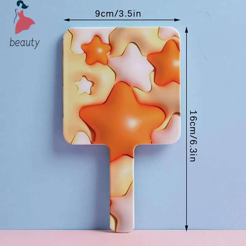 Handheld Makeup Mirror Five-Pointed Star Square Makeup Mirror With Handle Hand Mirror Spa Salon Compact Mirrors Cosmetic Mirror