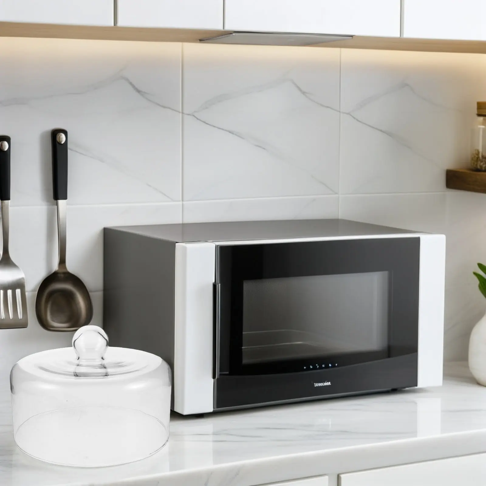 

Стеклянная крышка для микроволновой печи, 1 шт., универсальная, термостойкая, для хранения блюд, с ручкой, легко моется