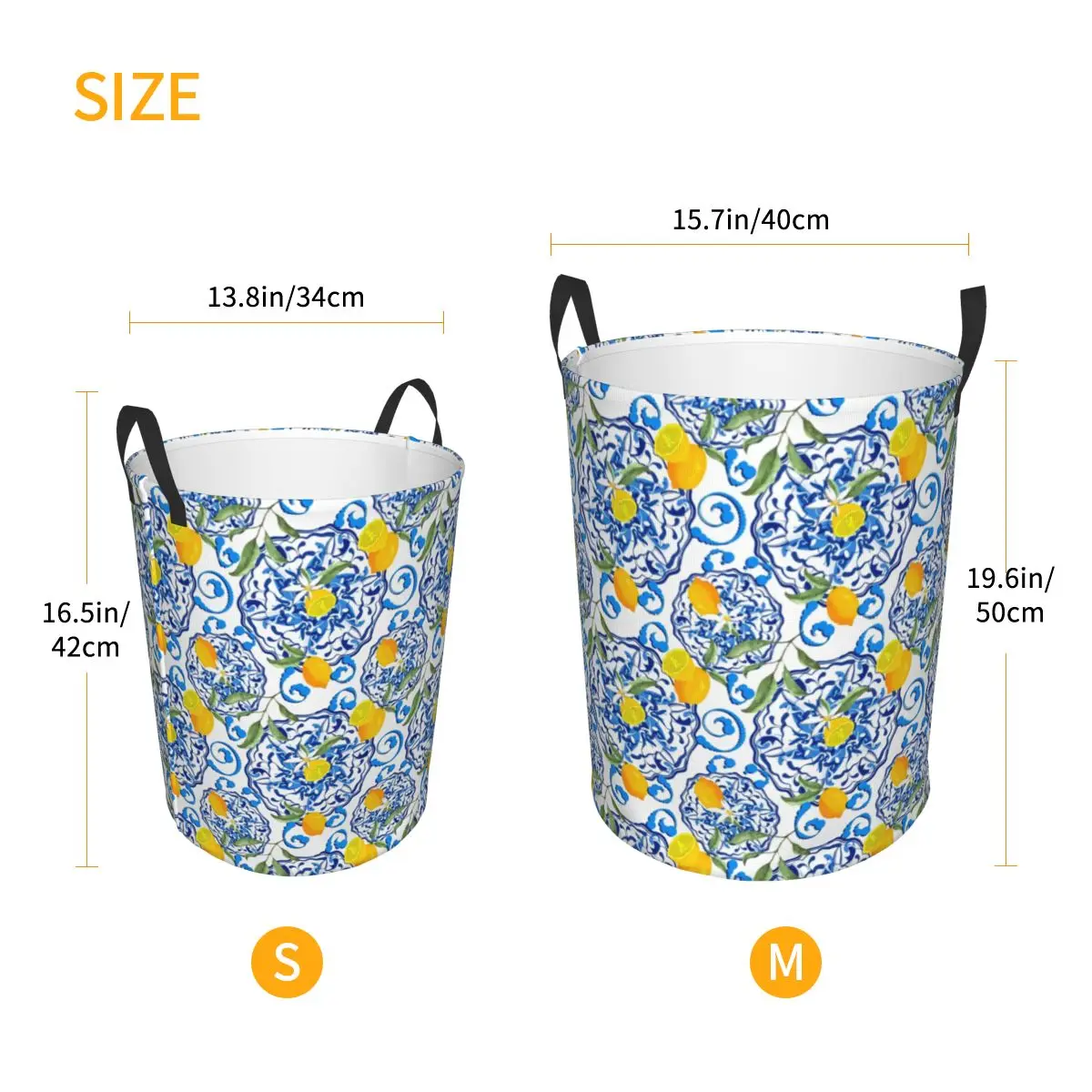 Custom Summer Tropical Fruit Lemon Pattern Laundry Basket Foldable Clothes Hamper for Nursery Kids Toys Storage Bag