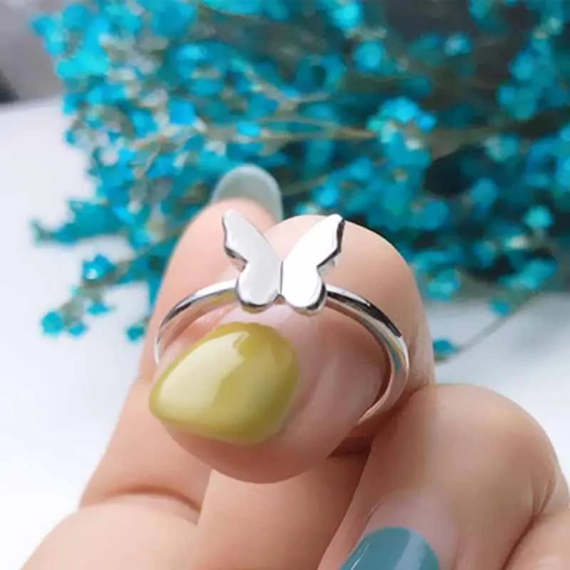 925 Sterling Silver Butterfly Adjustable Rings For Women Wedding Luxury Designer Jewelry Accessories