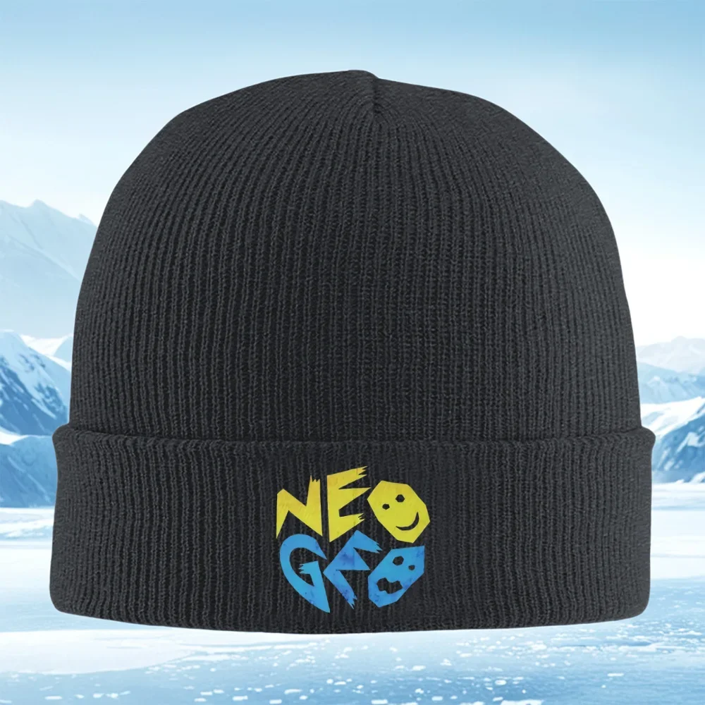 2026 Abstract letters,face,black background Men Women Unisex Knitted Hat Beanie Pullover Cap Winter Thermal Warm Christmas Outdo