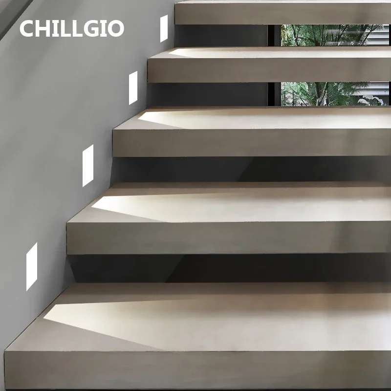 CHILLGIO Magnetic Sensor Staircase Light Step Outdoor Modern Night Lighting Waterproof Interior Recessed In Shadeless Stair Lamp