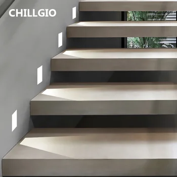 CHILLGIO magnetic sensor stair light step outdoor modern night lighting waterproof indoor shadowless staircase lamp recessed