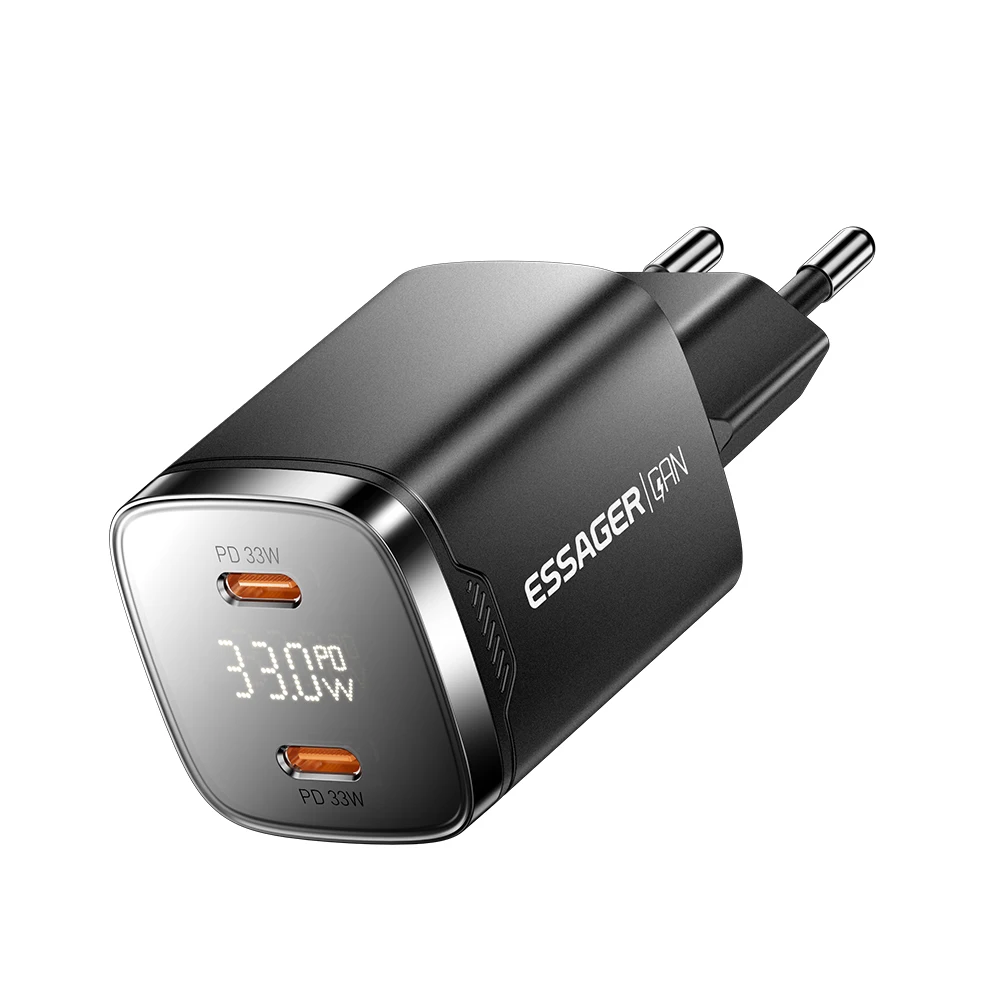 Ładowarka Essager 33W GaN Dual USB Type C z szybkim ładowaniem PD do iPhone 17 16 15 14 13 Pro Max iPad z cyfrowym wyświetlaczem — zdjęcie produktu 7