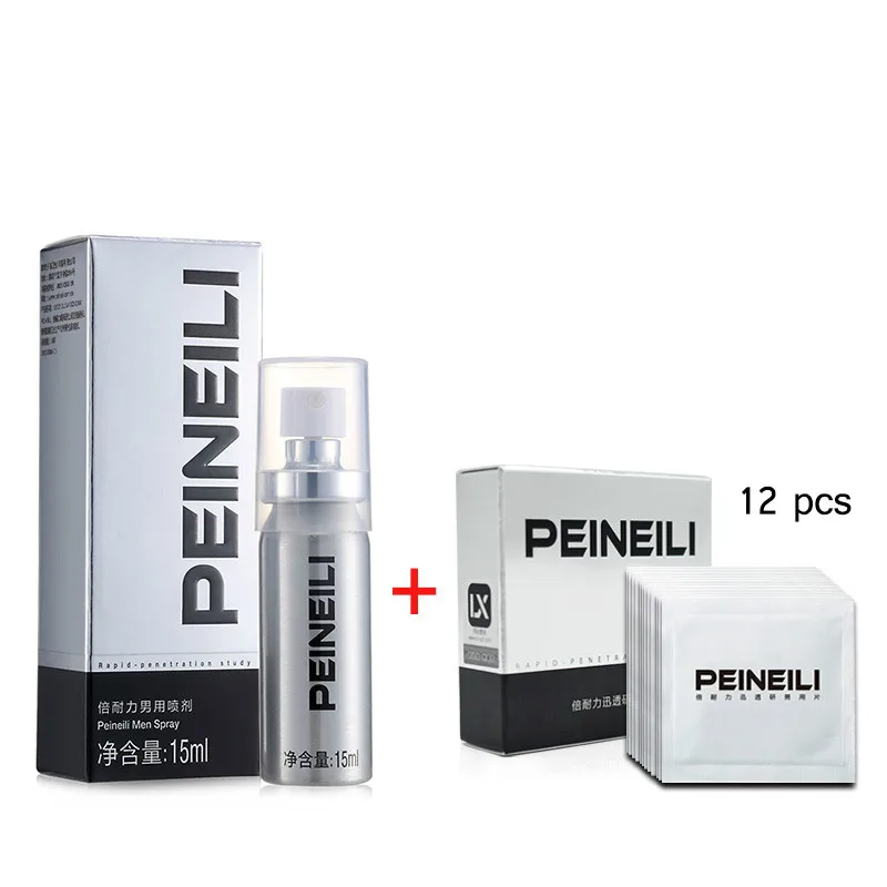 Peineili Sex Delay Spray for Men Anti Premature Ejaculation Prolong 60 Minutes Penis Enlargment Pills + 12pcs Lasting Sex Wipes