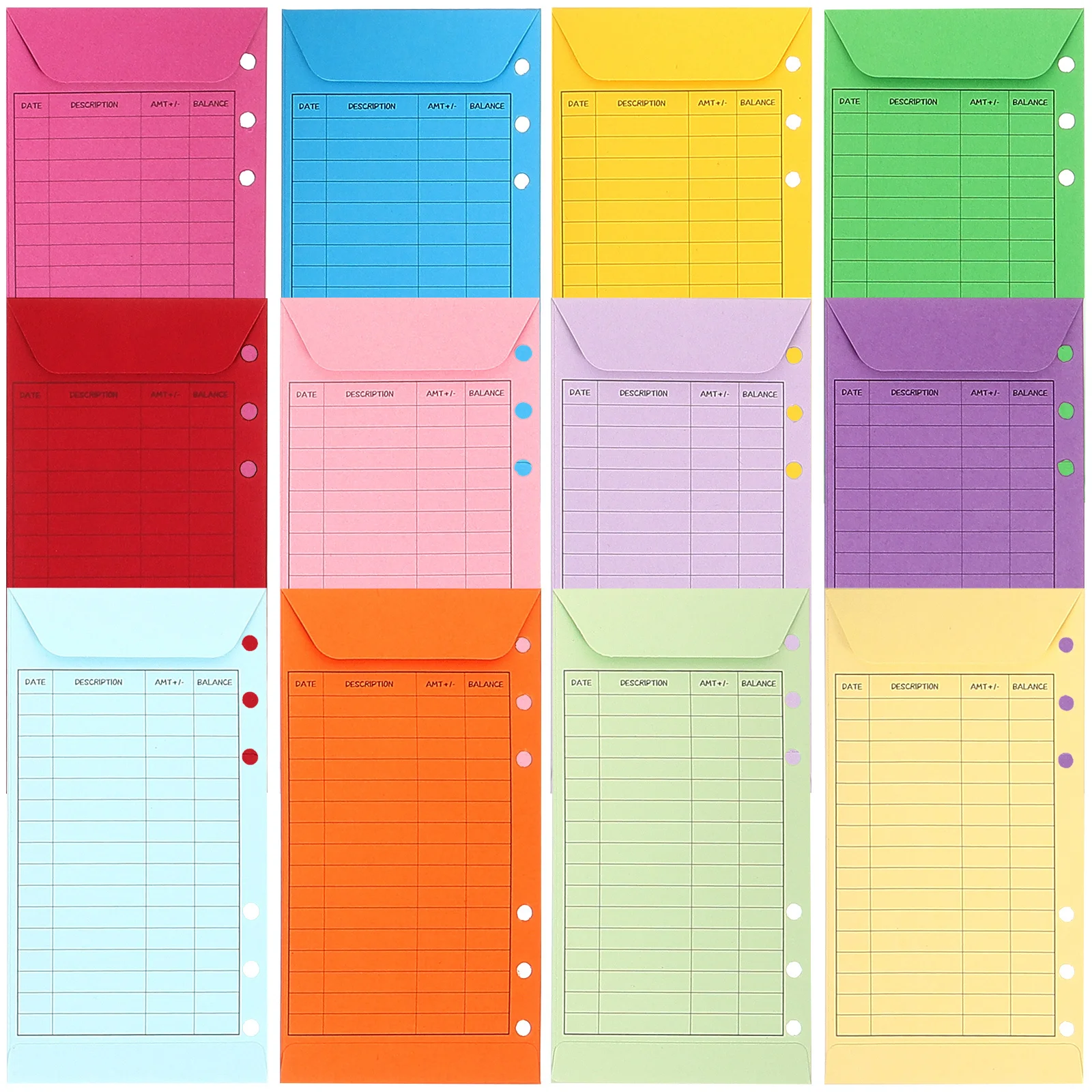 

12Pcs Budget Cash Envelopes Thick Paper Binder Supplies Financial Planning Expense Storage Money Organizer Binder Pockets