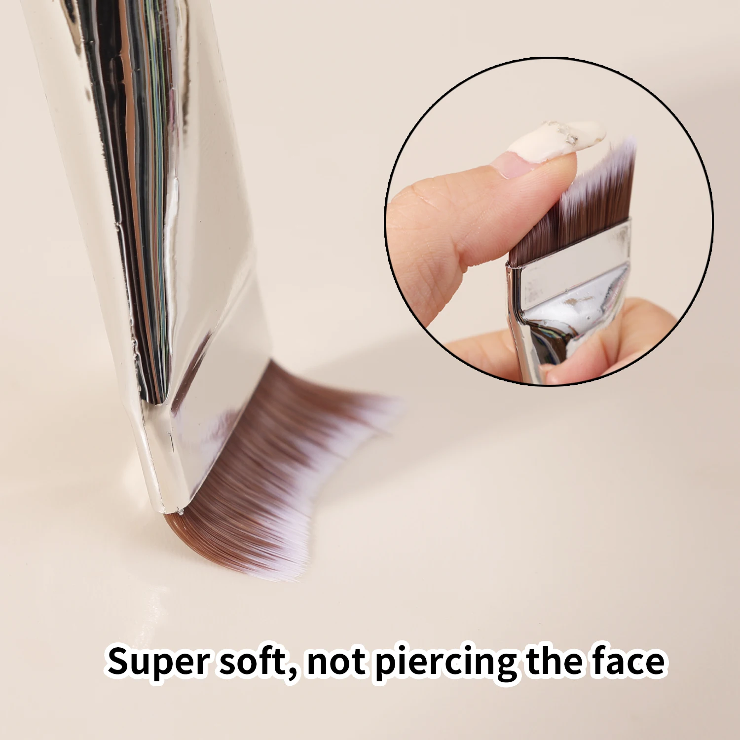 Nuovi pennelli per contorno viso Pennello per maschera per fondotinta a testa piatta curvo a sirena a doppia testa Pennelli per trucco crema per fondotinta ultra sottile