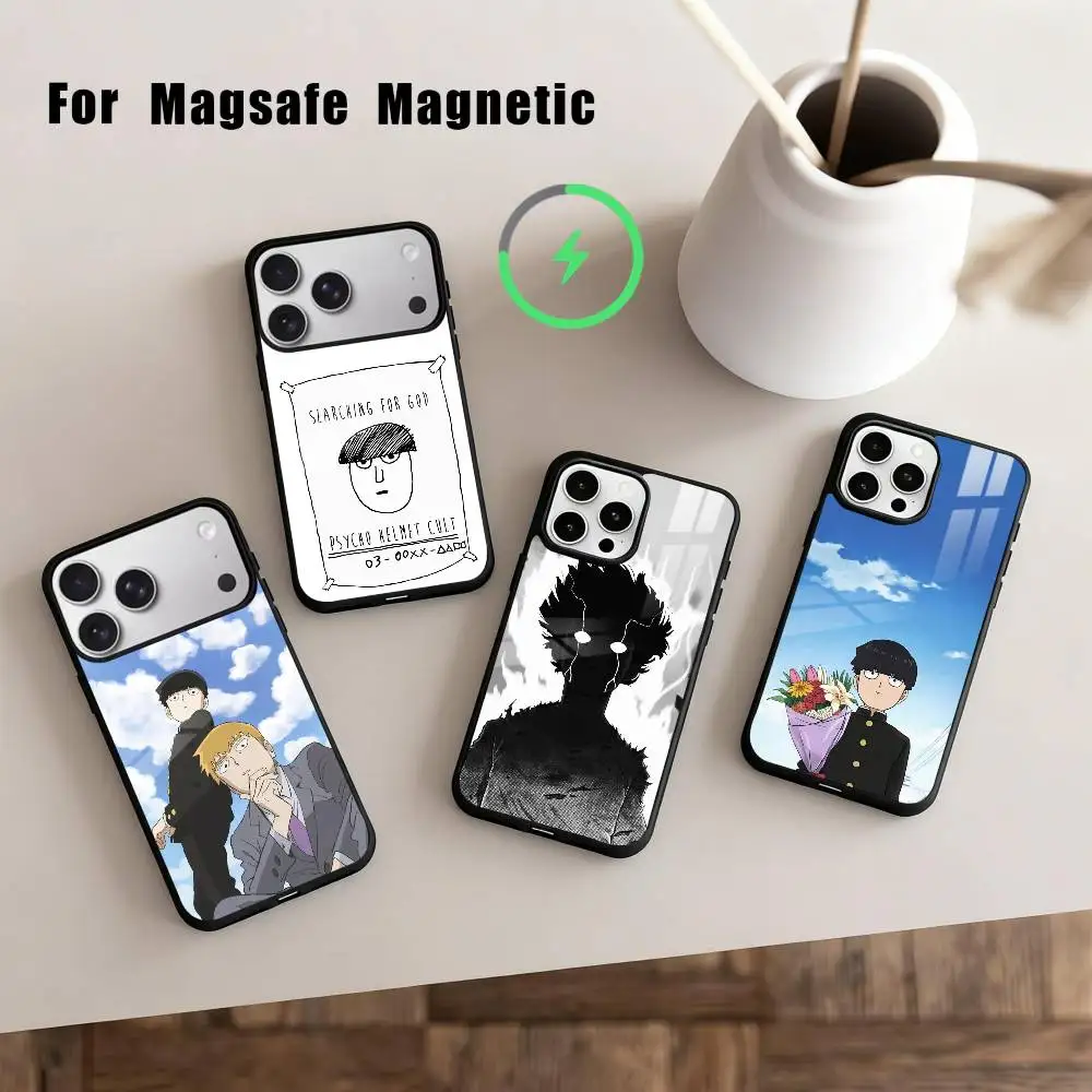 

Anime m-Mob p-Psycho-o 100 Phone Case For iPhone17,16,15,14,13,12,11 Plus,Pro Max Magnetic For Magsafe Wireless Charging