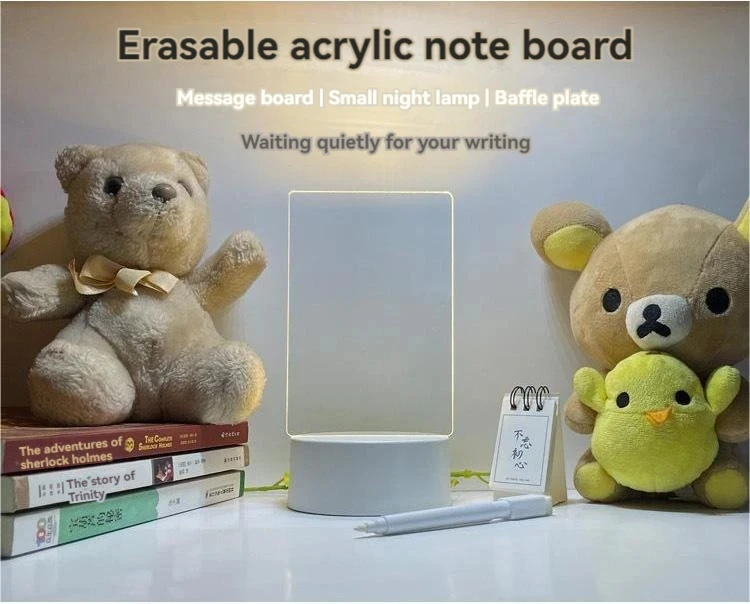 GGbingo Handwritten Message Board LED Night Light USB Rechargeable Warm Light Girlfriend Gift Home Decor Rewritable Note Lamp