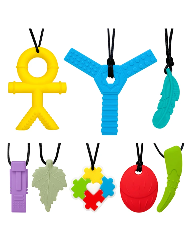 Silicone Flamingo Teething Necklace -Dragon Tooth Sensory Chew Pendant for Babies , Safe Bite Toy to for Kids Biting with Autism