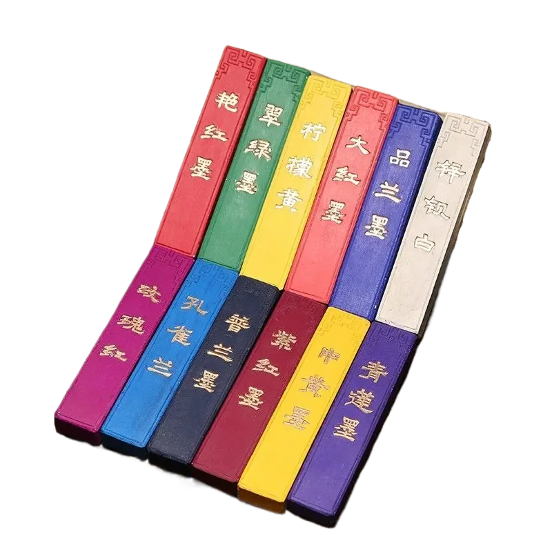 

Hu Kaiwen Colorful Ink Stick Hui Mo Calligraphy Inker 12 Colors Ink Stick Painting Chinese Ink Block Calligraphy Ink Bar Stone