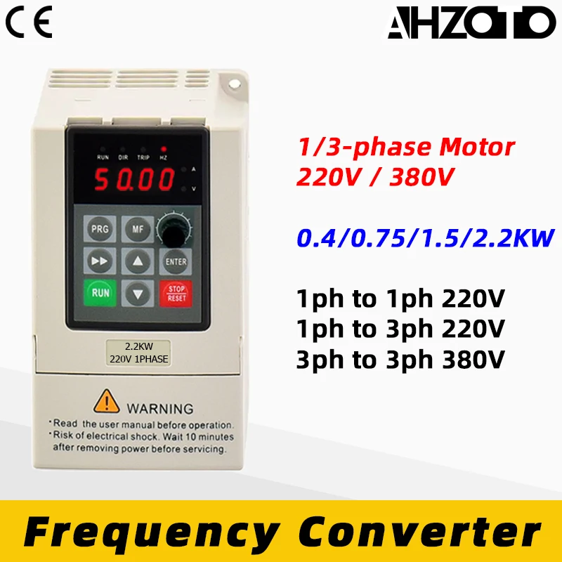 VFD 220V 0.4/0.75/1.5/2.2KW 1/3 Phase Motor Speed Controller 1Phase 220-240V Input Variable Frequency Drive Converter Inverter