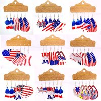 3pair Independence Day Acrylic Earrings Set American Flag Baseball Football Wooden Earrings Jewelry Women's Gift