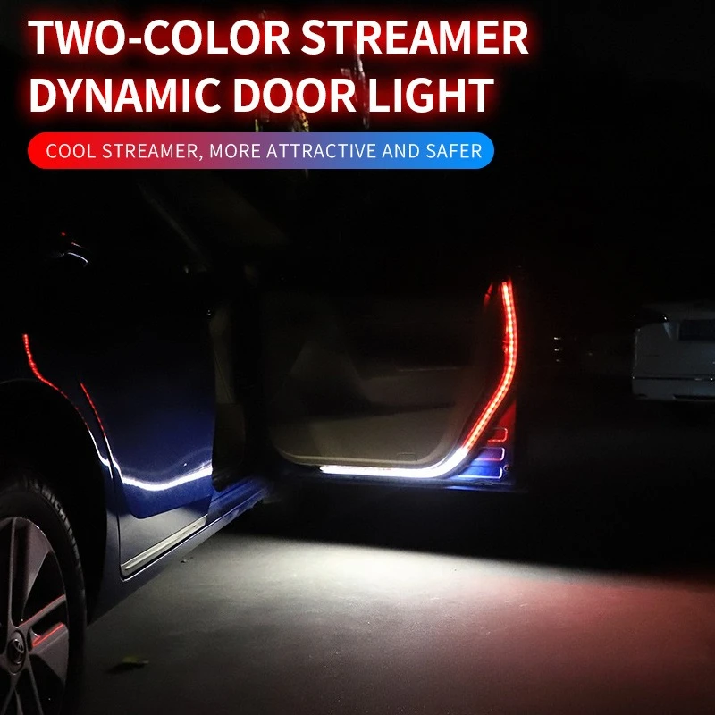 

2Pcs/4Pcs car atmosphere light, door streamer light led water guide strip, door opening welcome light, flash warning light