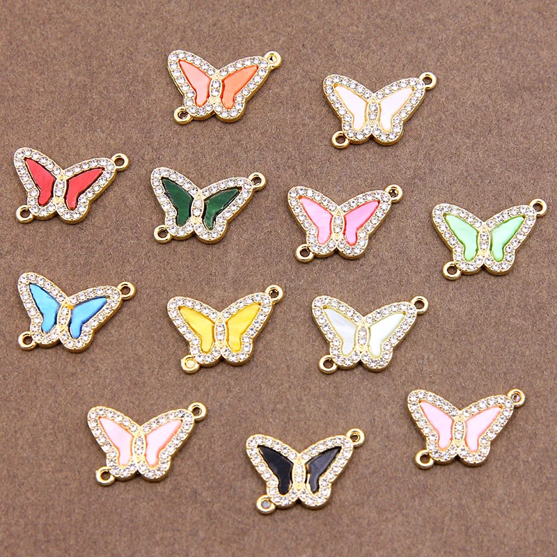 

10pcs/lot 31*15MM Rhinestones Butterfly Acrylic Connector Pendant DIY Earrings Necklace Bracelet for Jewelry Accessories