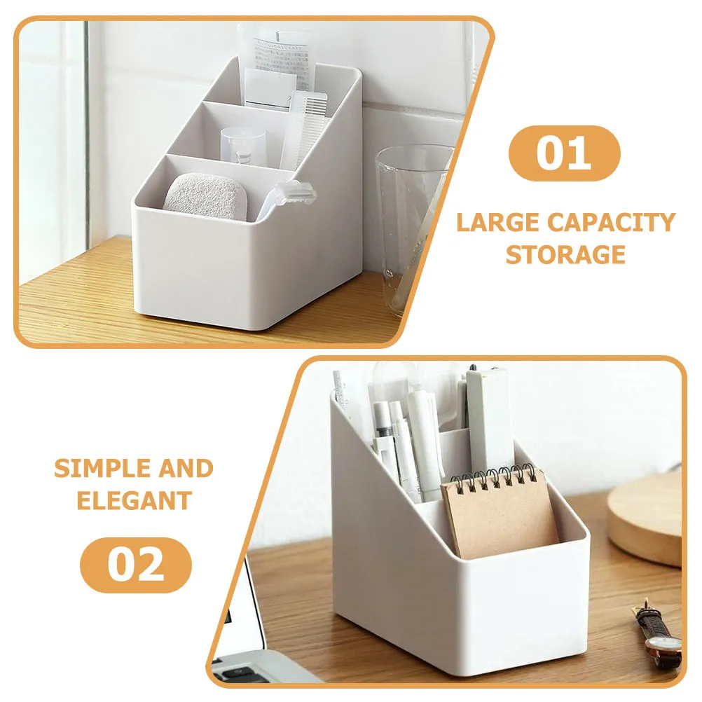 Remote Control Holder Desktop Storage Box Three Grid Makeup Organizer Cosmetics Pen Holder Sundries Storage Case Home Office