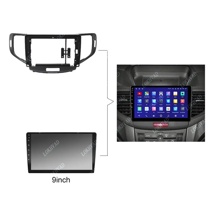9 Inch For Honda Accord Spirior Acura SR9 2009-2013 Car Radio Stereo Android MP5 Player 2Din Head Unit Fascia Panel Casing Frame