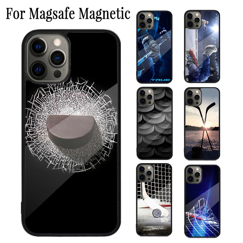 Love Ice Hockey Quotes Magnetic Phone Case Coque For iPhone 16 15 14 Plus 13 12 Mini 11 Pro Max Magsafe Wireless Charging Cover