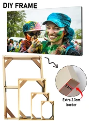 Photo Frame Handmade Wooden Frame Panel Kit Diamond Image Poster Advertising Frame Canvas Painting Custom Size, Factory Export