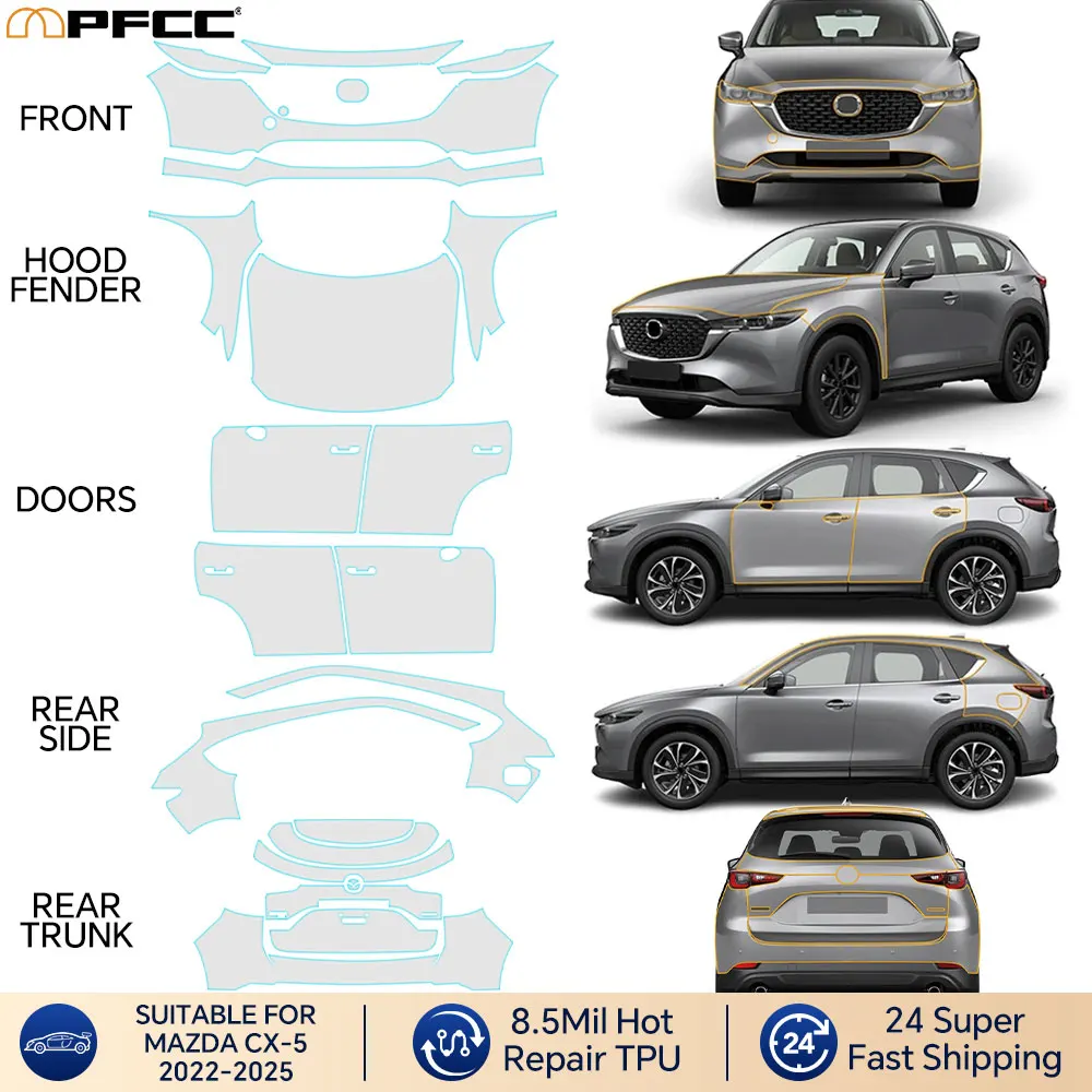 

TPU Clear Bra Kit Decal Pre Cut PPF Scratch Car Paint Protection 8.5Mil Film For MAZDA CX-5 2022 2023 2024 2025 Kit Repair Film