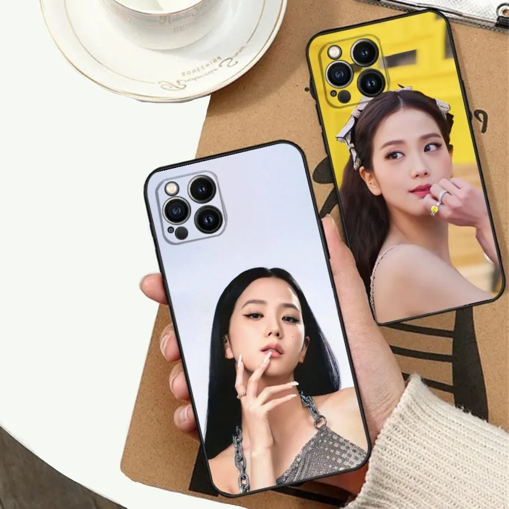 J-Jisoo Jennie kpop Phone Case For Apple iPhone 15,14,13,12,11,XS,XR,X,8,7,Pro,Max,Plus,mini Silicone Black Cover