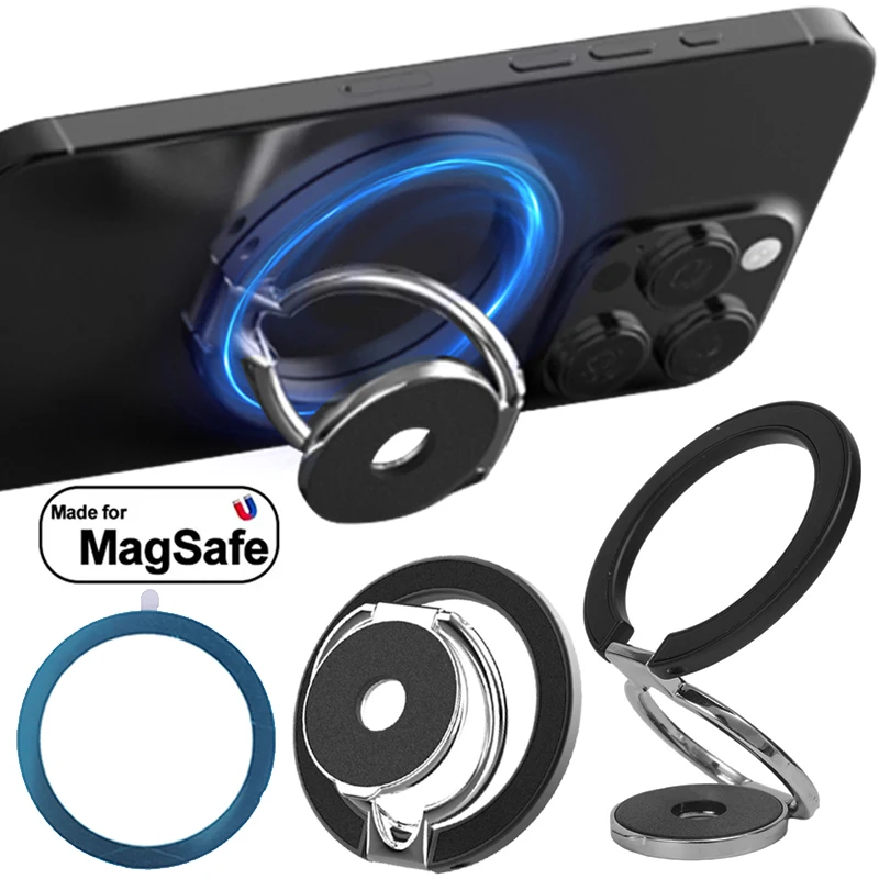 New Cellphone Ultra-thin Ring Buckle for Magsafe 360 Rotation Double-sided Strong Magnetic Holder for IPhone 16 15 14 13 Pro Max