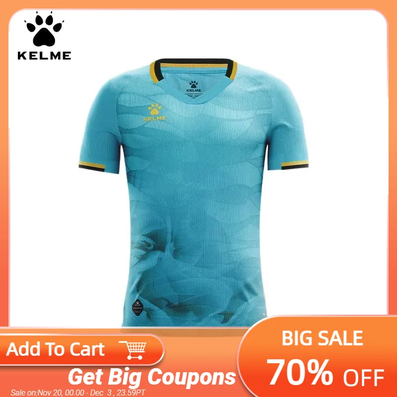 

Kelme Soccer Short Sleeve Men Training Shirt New V-neck Football Top Running Sports Basketball Breathable Quick Drying T-shirt