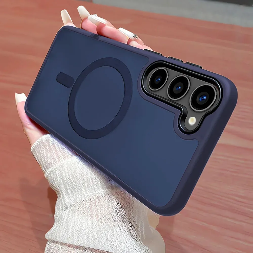 Capa de Telefone Magnética Translúcida de Luxo para Magsafe para Samsung Galaxy S26 S25 S24 Ultra Plus com Carregamento Sem Fio e Proteção Contra Impactos capinha, capa s26 ultra